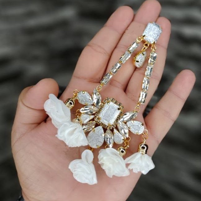 floral danglers in white color