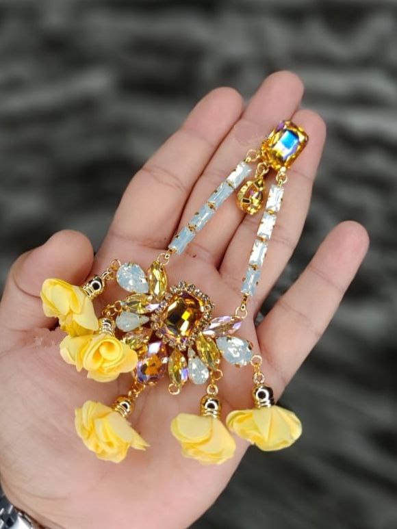 floral danglers in yellow color