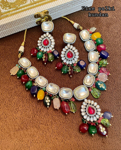 kalp uncut necklace set with earring