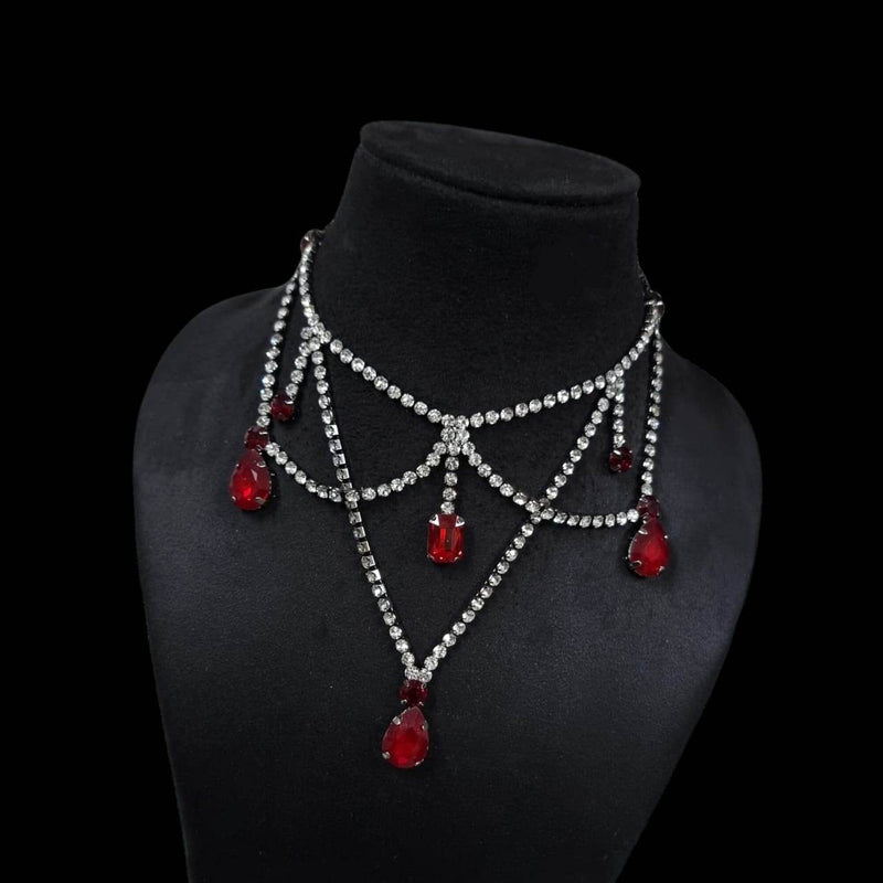 kanika cz necklace in red color