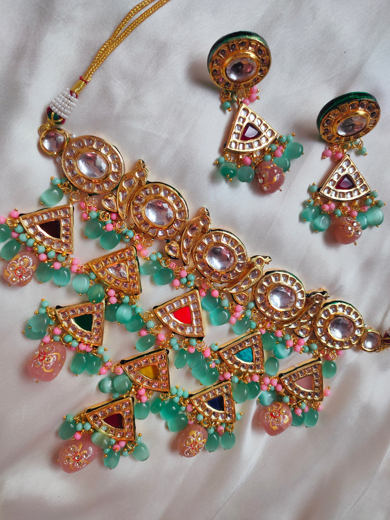 kanika layered kundan necklace and earring