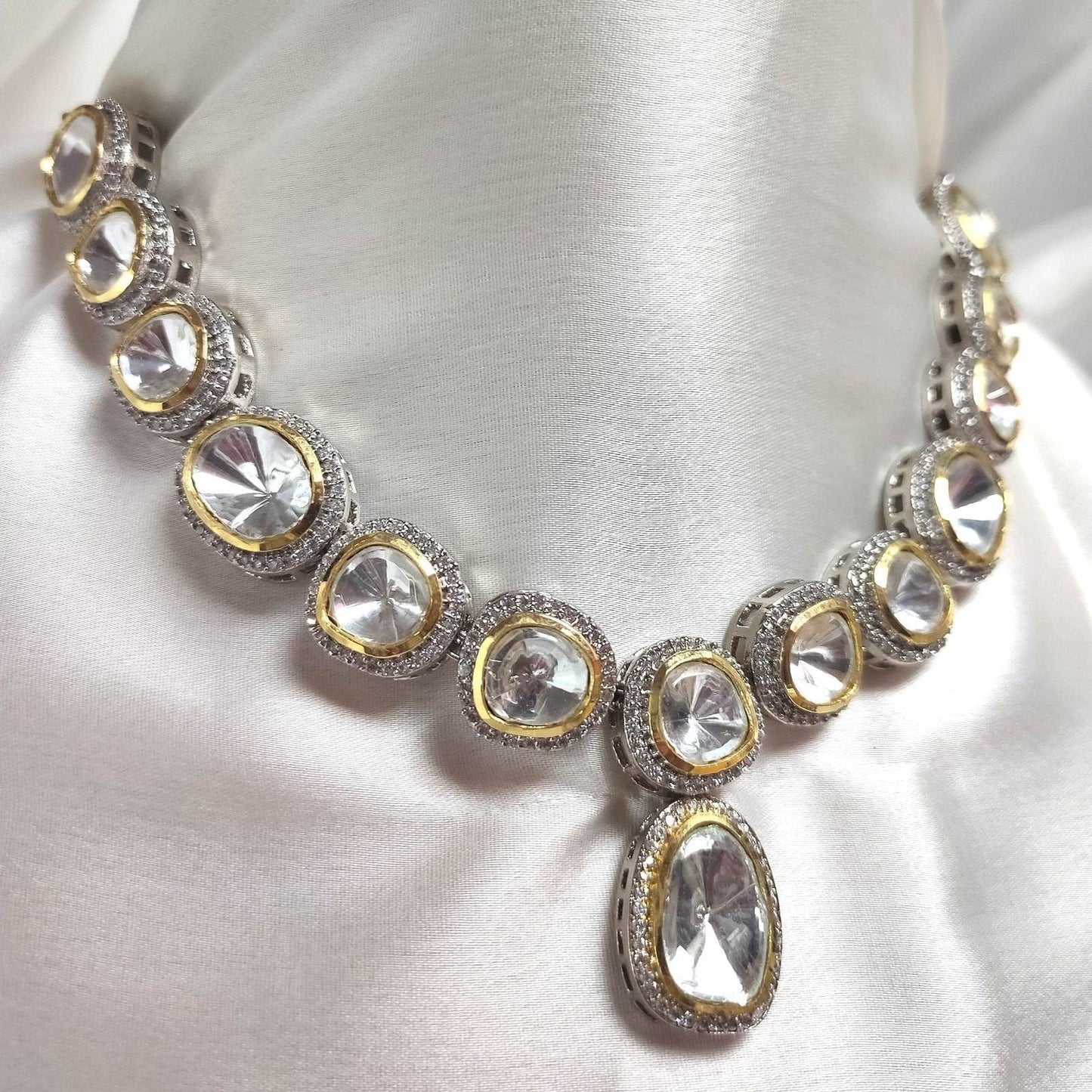 kayva foiled uncut kundan necklace