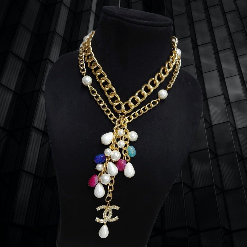 mayra multi pearl chain necklace