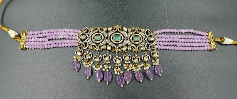 Bahaar victorian choker necklace in purple color