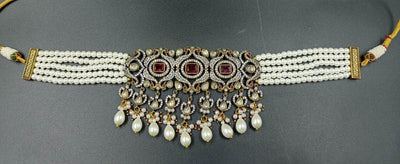 Bahaar victorian choker necklace in ruby pearl color