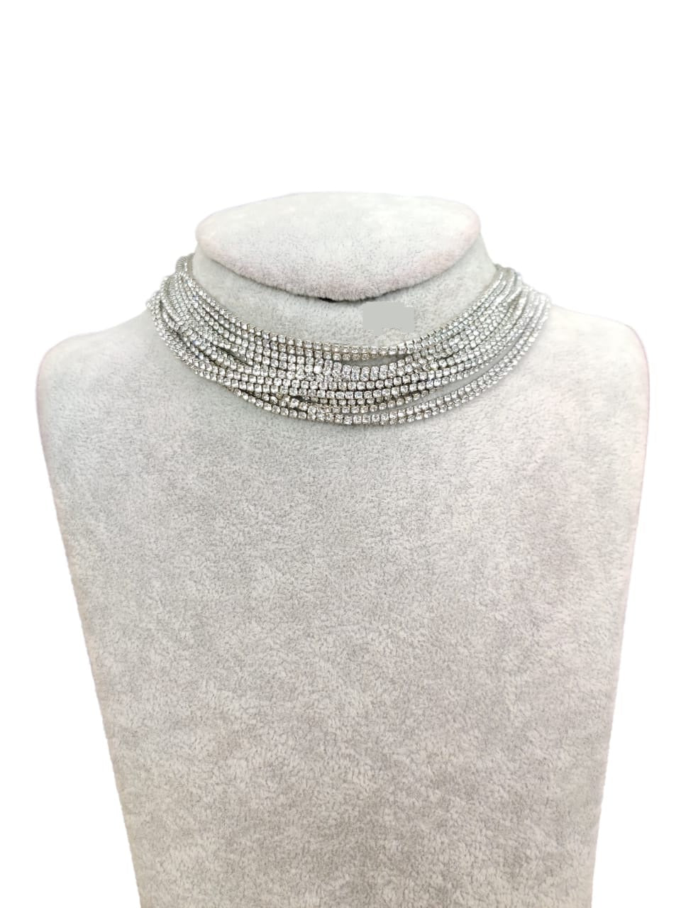 Alex choker silver tone front view