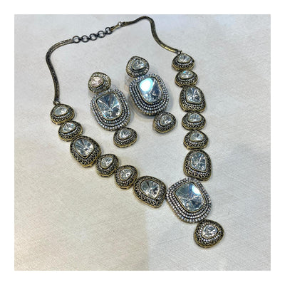 star silver foiled uncut necklace set