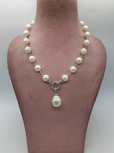 Aadi metallic pearl necklace in white color